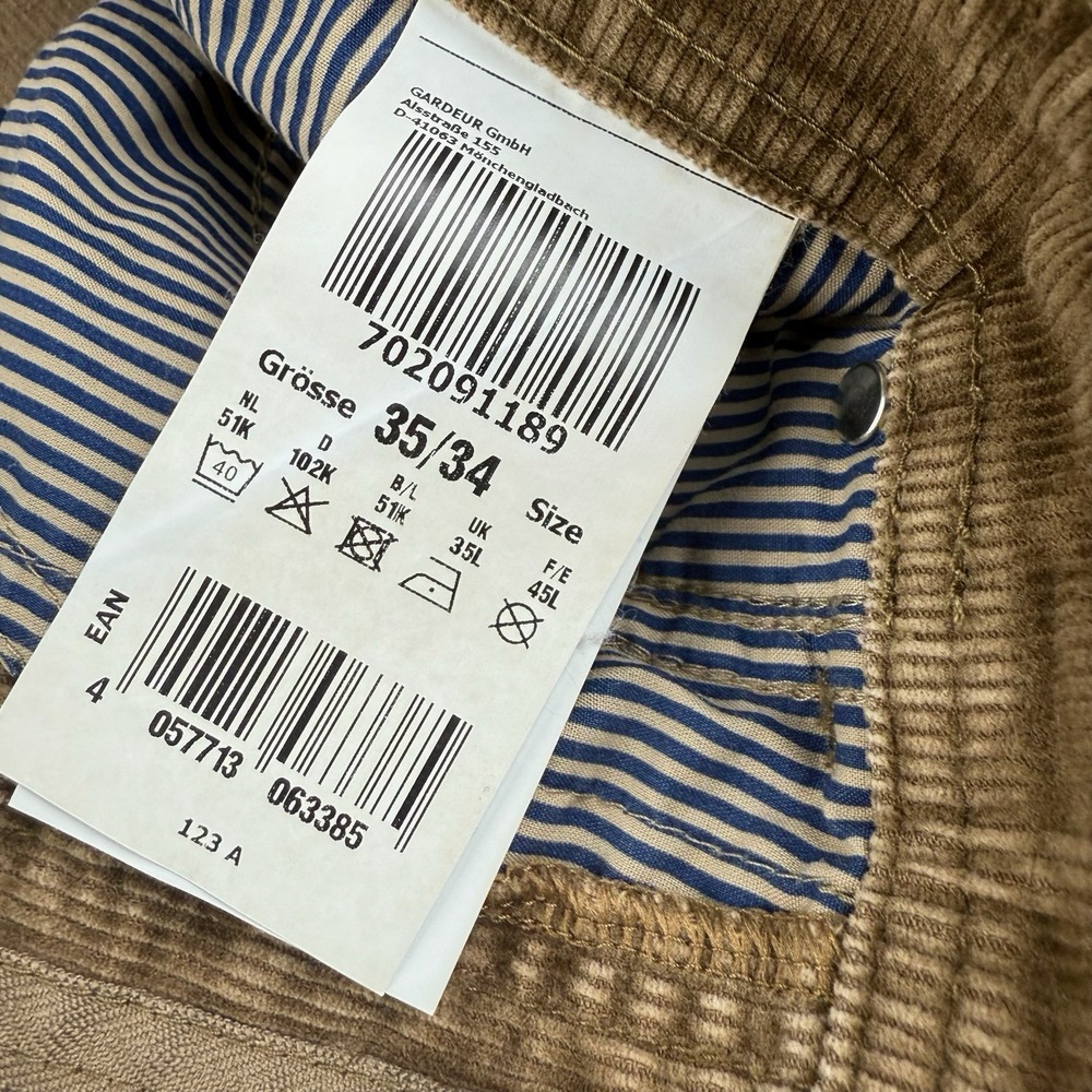 Atelier‎ Gardeur Corduroy Pants Men's 35/34 Brown Nevio-1 Regular Fit Mid Rise - Picture 7 of 14